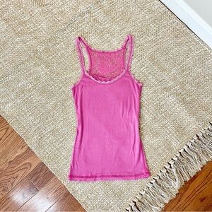 Vintage y2k pink lace trim cami hollister aesthetic